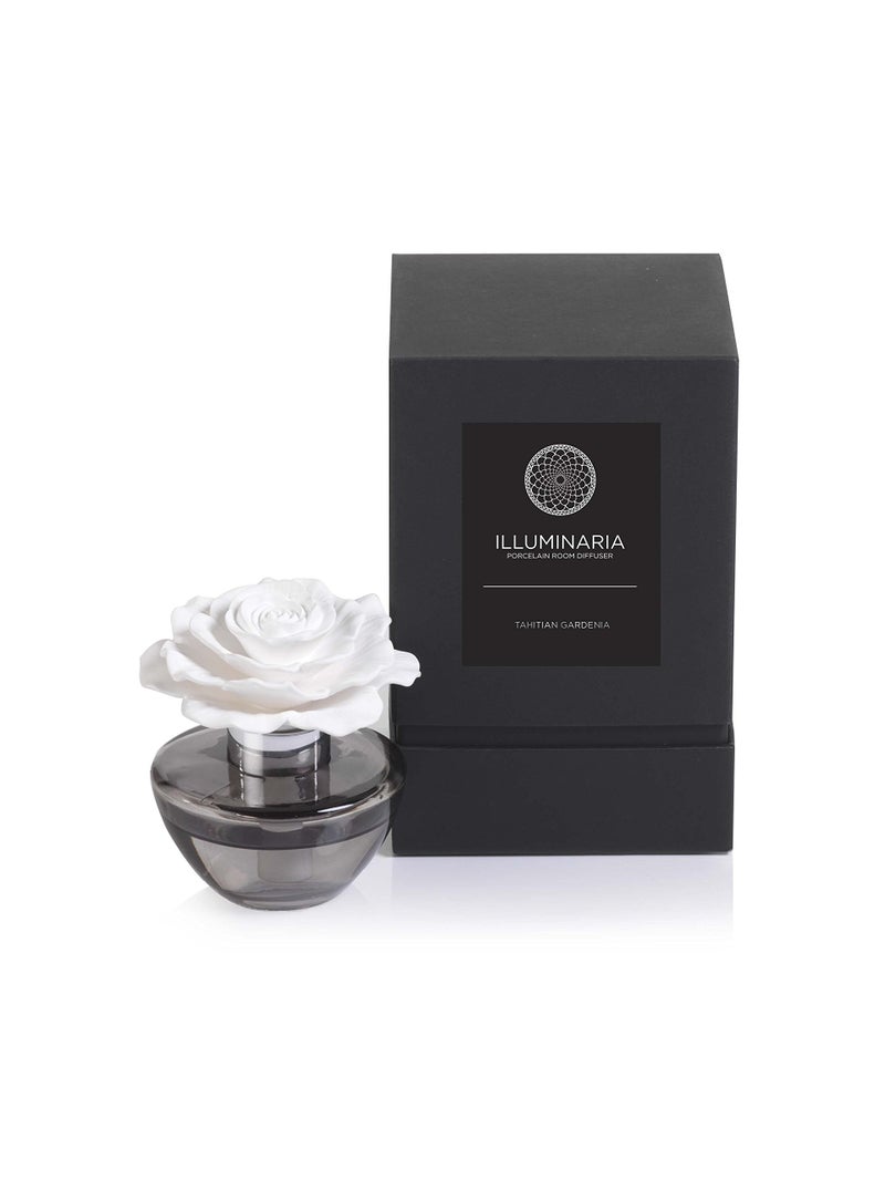 Zodax Illuminaria Porcelain Room Diffuser Gray Glass Bottle Tahitian Gardenia - Image 1